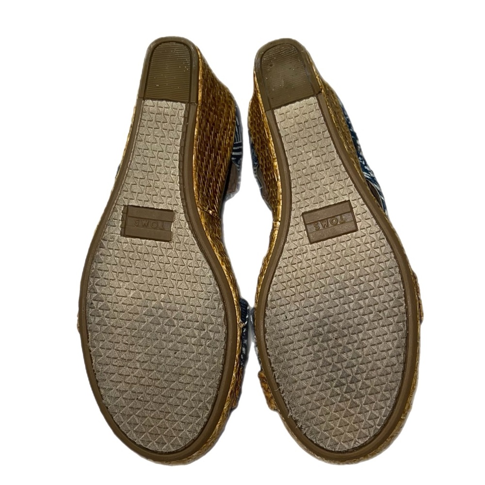 Toms Clarissa Blue Tan Wedge Size 8 Women Excellent Condition - Picture 6 of 9